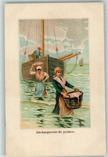 Dechargement du posson Marktfrauen bringen den Fisch an Land