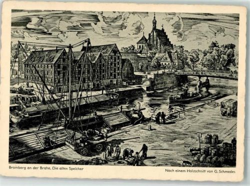 Bromberg an der Brahe die alten Speicher n. e. Holzschnitt v. G. Schmedes