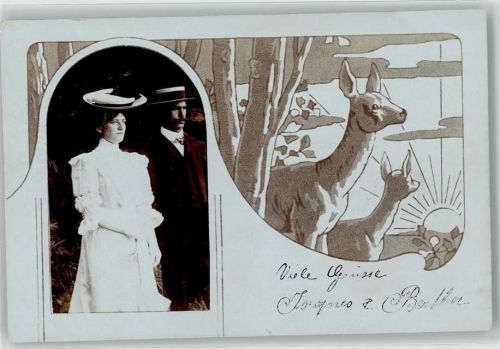 Ehepaar Jugendstil Fotomontage 1906 Privatfoto AK