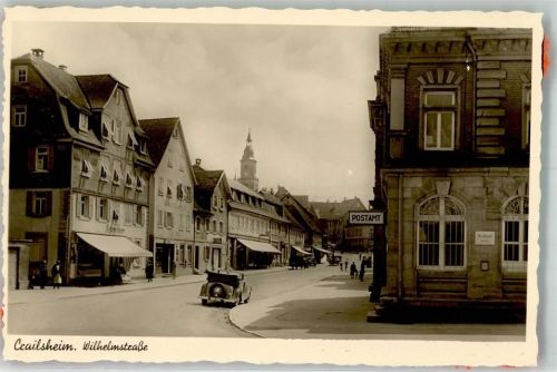74564 W7180 Crailsheim Gebrauchsspuren Postamt Wilhelmstrasse Auto Oldtimer Foto AK