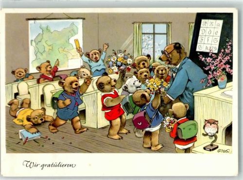 Teddybär Schule Eule
