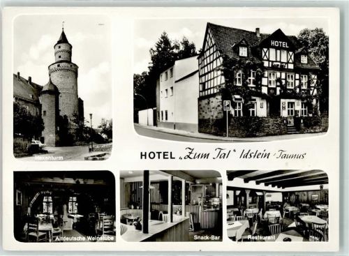 Idstein Hotel-Gasthaus Zum Tal Emailleschild Altdeutsche Weinstube Snack-Bar Hexenturm