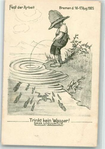1925 Kind pinkelt in den Bach Humor Trinkt kein Wasser