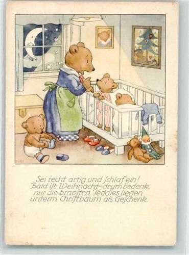 Eine Kinderstube voller Teddys Weihnachten Tiere vermenschlicht Mond Nr.21/12
