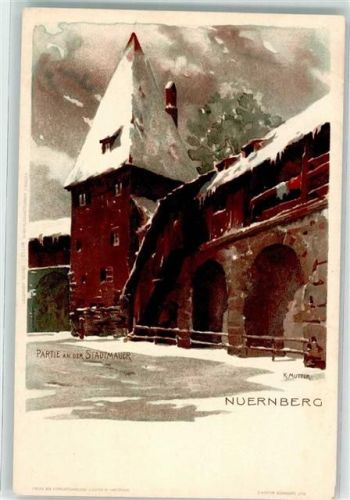 Nürnberg 1898 Turm der Stadtmauer im Winter