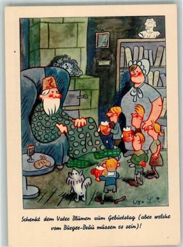 Berliner Bürgerbräu Blumen zum Geburtstag Karikatur sign.iert .