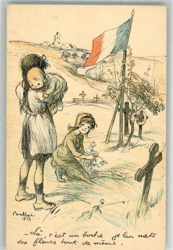 sign. Poulbot F. Petit Francais Nr. 63 WK I Kinder im Krieg Kriegsgräber