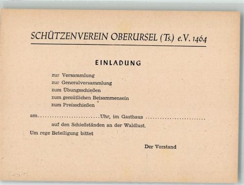 61440 W6370 Oberursel Taunus - Schützenverein Einladung