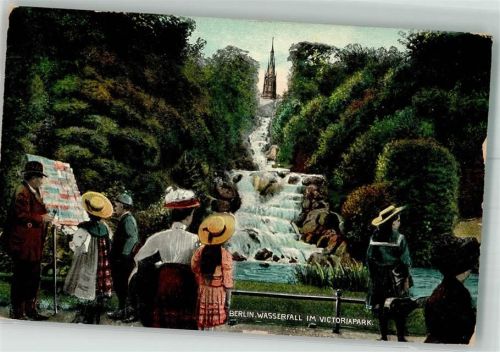 W1000 Berlin Mitte Verkauf von Postkarten am Wasserfall Serie Weltstadtbild aus Berlin Nr. 154 AK - Geschichte