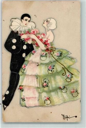 1926 Nr. 165 Pierrot Dame im Rokoko Stil Künstlerkarte