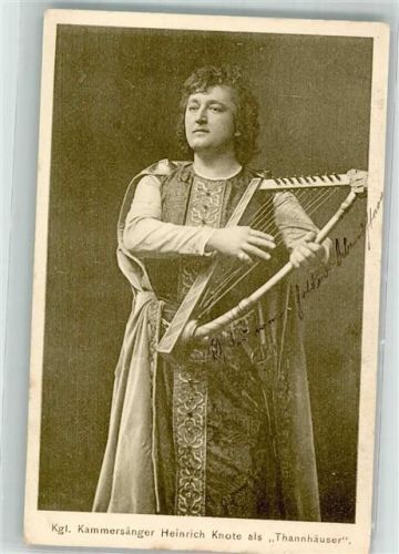 1900 Kammersänger Knote Heinrich als Tannhäuser mit einer Leier im Kostüm
