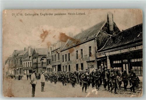62110 Henin-Beaumont 1917 Gebrauchsspuren Feldpost WK I Deutsche Felpost Nr. 406 Gefangene Engländer