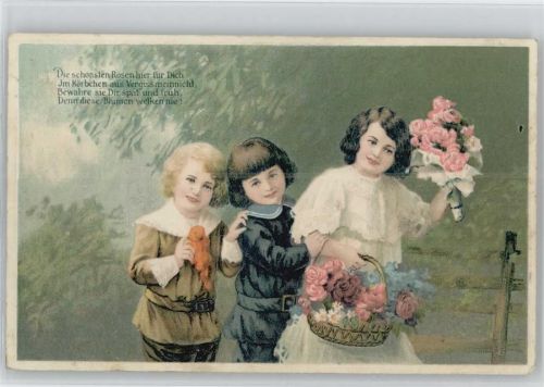 Die schönsten Rosen für Dich - Im Körbchen aus Vergissmeinnicht ... Serie 959 Litho 1917 AK