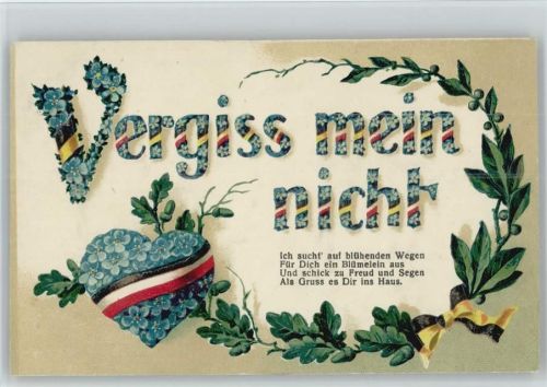 Text: Vergiss mein nicht - WK I - Schwarz-weiß-rot und schwarz-gelb