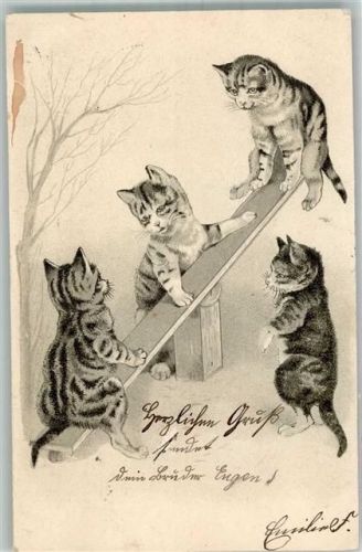 1900 Prägedruck Spiele auf der Wippe Lithographie
