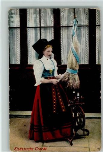Trachten aus Elsass 1915 AK Spinnrad Spinnerei
