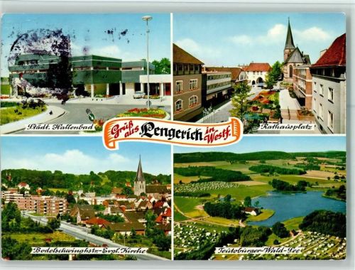 Lengerich Städt. Hallenbad Rathausplatz Bodelschwinghstraße Evangel. Kirche Teutoburger-Wald-See 4-Bildaufnahme