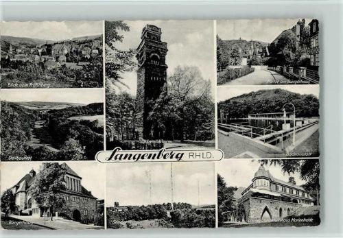 42549 W5620 Langenberg , Rheinl - Deilbachtal Bürgerhaus Sender Bismarckturm Bürgerhaus Badeanstalt Landeskrankenhaus marienheide