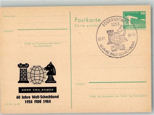 60 Jahre Welt Schachbund 1924 Fide 1984