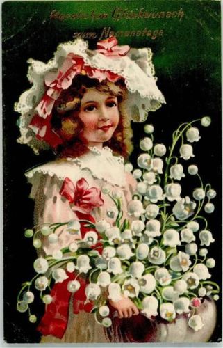 1908 Namenstag Haubenmütze mit Schleifen