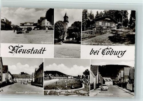 Neustadt Marktplatz Stadtkirche Arnold-Hütte und Aussichtsturm Gerhard-Hauptmann-Anger Schwimmbad Am Kalmusrangen VW-Käfer Mehrfachaufnahme