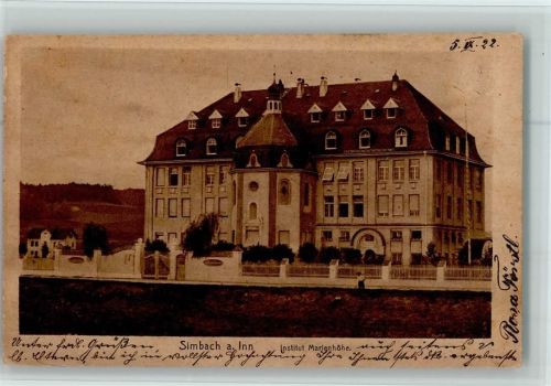 Simbach 1922 Institut Marienhöhe AK Stockflecken