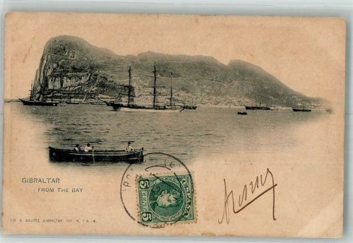 Gibraltar Segelschiff Briefmarke bildseitig