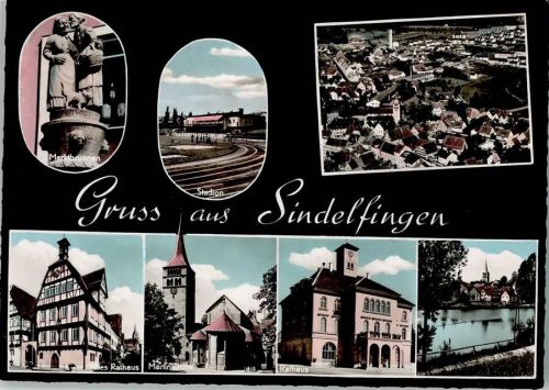 Sindelfingen Luftaufnahme Marktbrunnen Stadion Altes Rathaus Martinkirche Rathaus Ortsansicht Mehrfachaufnahme