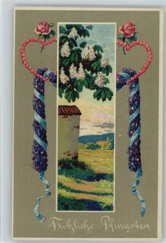 Serie 7916 - Herzen aus Rosen - Girlande aus Veilchen - Litho 1912 AK
