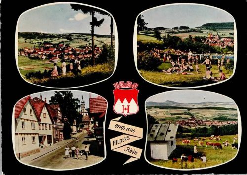 Hilders Gesamtansicht Freibad Kühe Ortsansicht 4-Bildaufnahme Wappen