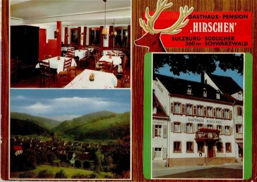 Sulzburg Gasthaus Pension Hirschen Innenaufnahme Gastraum Ortsansicht 3-Bildaufnahme