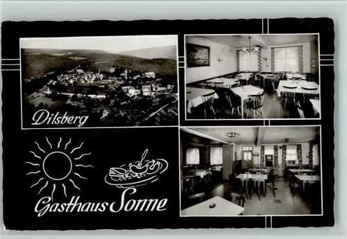 Dilsberg Gasthaus Sonne Innenaufnahmen Gastraum Ortsansicht 3-Bildaufnahme