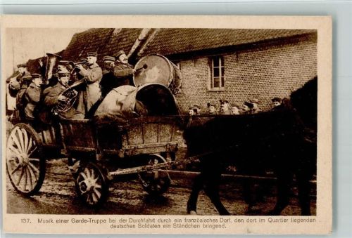 WK I Musik einer Garde auf einem Pferdewagen