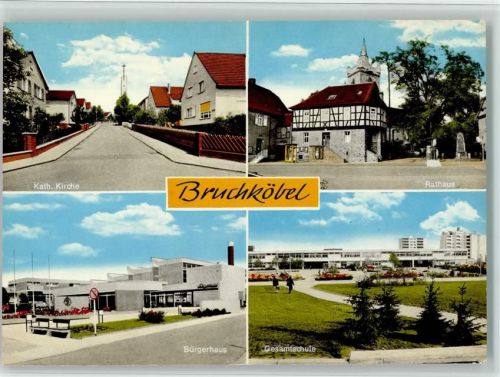 Bruchköbel Kath. Kirche Rathaus Bürgerhaus Gesamtschule 4-Bildaufnahme