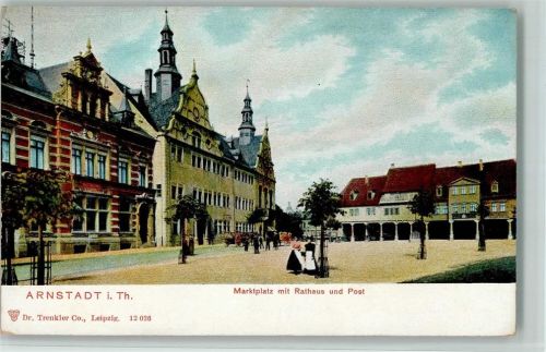 Arnstadt Marktplatz mit Rathaus und Post