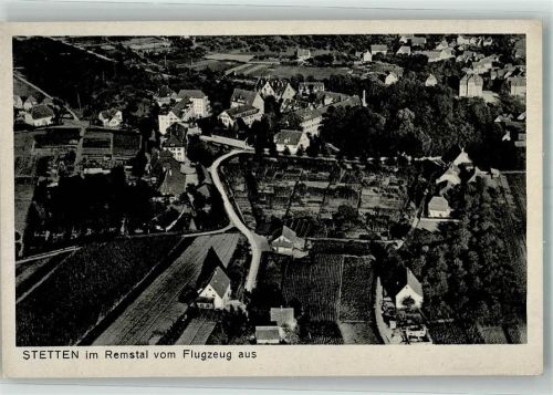 Stetten 1943 Fliegeraufnahme des Ortes mit Schloss Stetten