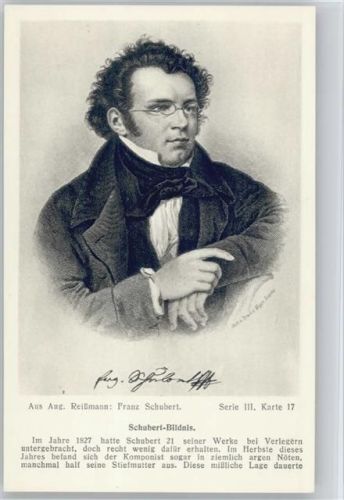 sein Leben in Bildern mit Chronik Serie III Karte 17 - Schubert Bildnis