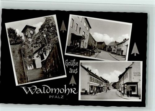 Waldmohr Ortsansichten Gasthaus Metzgerei Kirche 3-Bildaufnahme