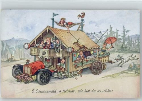 1936 Nr. 287 - Humor - Umzug Urlaub - umgebauter Trecker - Wohnmobil -