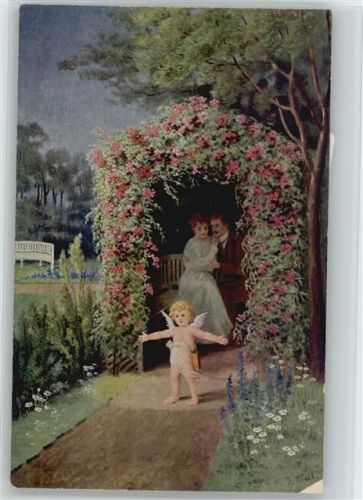 Liebespaar in der Rosenlaube - Amor als Wächter - Meistergalerie Nr. 4874