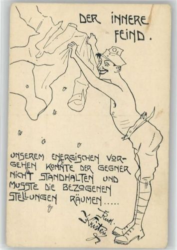 Der innere Feind Läuse AK Deutschmeister Witwen und Waisenstiftung Nr. 7