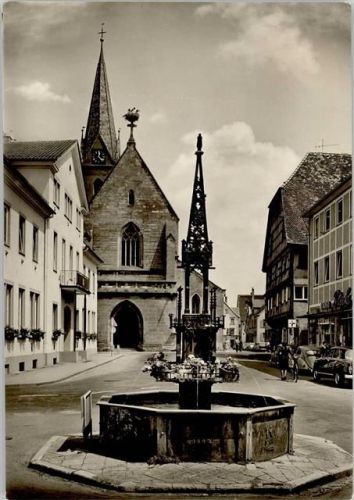 Saulgau Röhrbrunnen Rathaus und Stadtpfarrkirche
