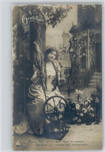1906 Serie 4034-5 - Foto AK Spinnrad