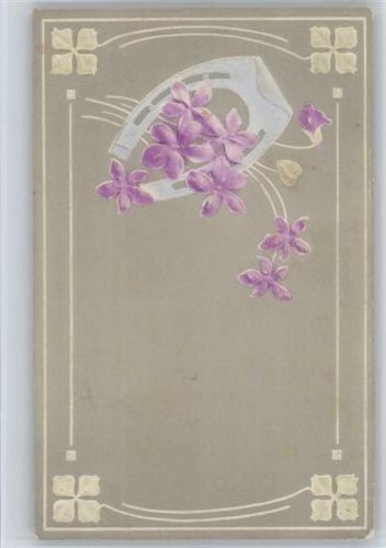 Relief-Druck, Hufeisen , Veilchen, Jugendstil-Art