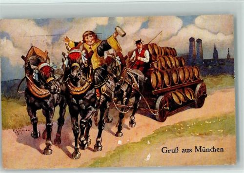 München Münchner Kunst Nr. 1354 - Bierwagen mit Münchner Kindl