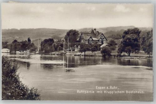 1926 Ruhrpartie mit Kruppsche Bootshaus in Essen - Trinks Foto AK