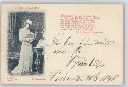 Lautenspielerin von C. Schweninger 1898 AK