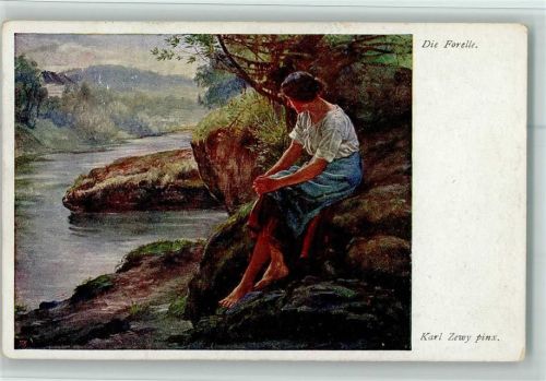 1916 Karl Zewy - Die Forelle AK
