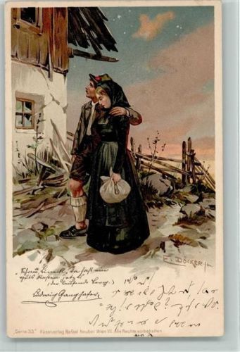 Serie 33 Das Haus ist abgebrannt - Trauer , litho 1901 AK Berge
