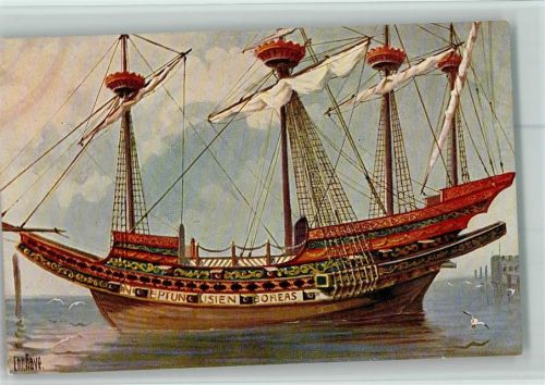 Karte Nr. 128 AK Span. Karavelle 16. Jahrh. Segelschiff